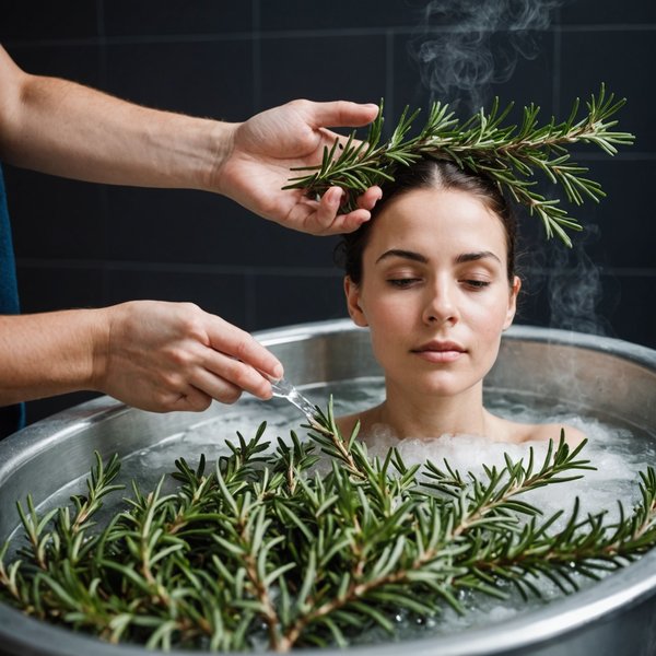 Quels sont les bienfaits des bains de vapeur au romarin pour le cuir chevelu?